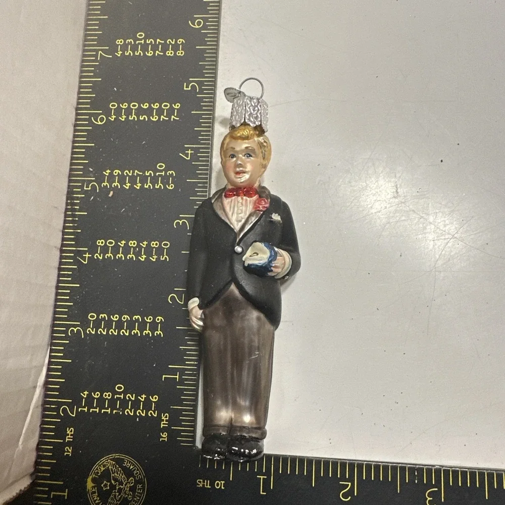 Blonde Groom Old World Christmas OWC Blown Glass‎ Wedding Ornament